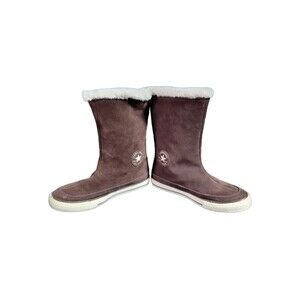 Converse All Star HighTop Boots Beverly Brown Faux Fur‎  Top Lined Size 4